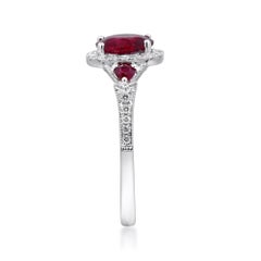 Gin & Grace 14K White Gold Mozambique Genuine Ruby Ring with Diamonds for women