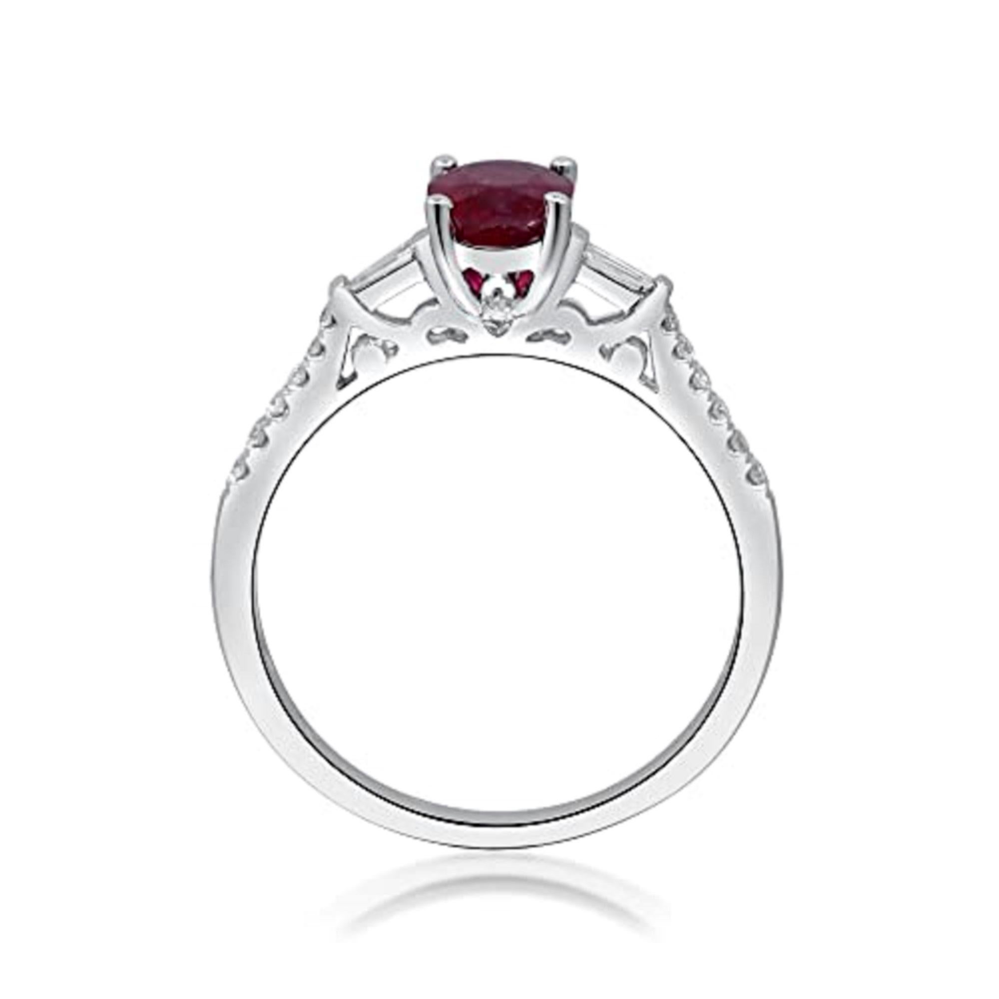 Oval Cut Gin & Grace 14K White Gold Mozambique Genuine Ruby Ring with Diamonds for women For Sale