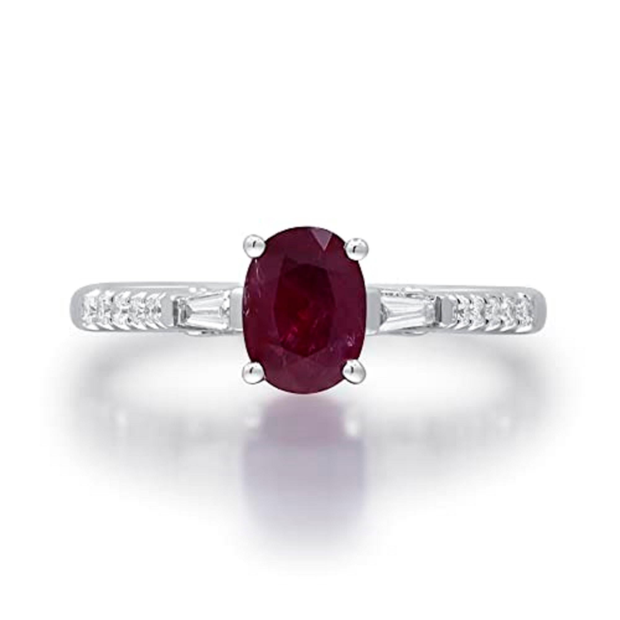 Gin & Grace 14K White Gold Mozambique Genuine Ruby Ring with Diamonds for women In New Condition For Sale In New York, NY