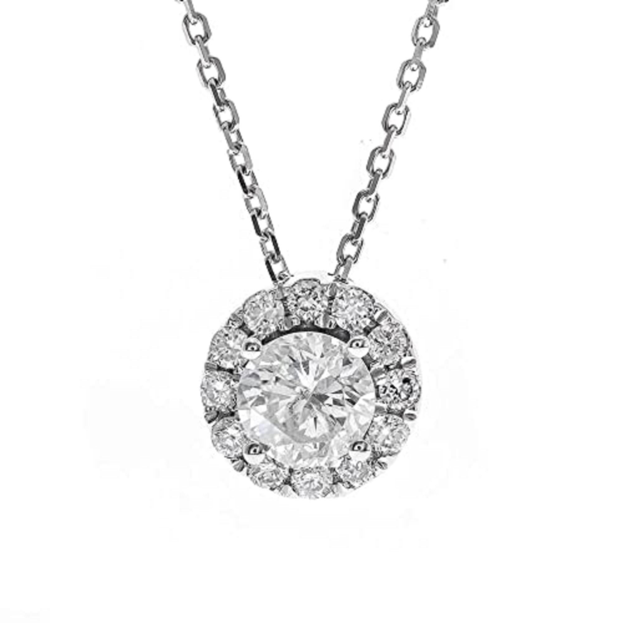 Round Cut Gin & Grace 14K White Gold Natural Diamond Pendant for women For Sale