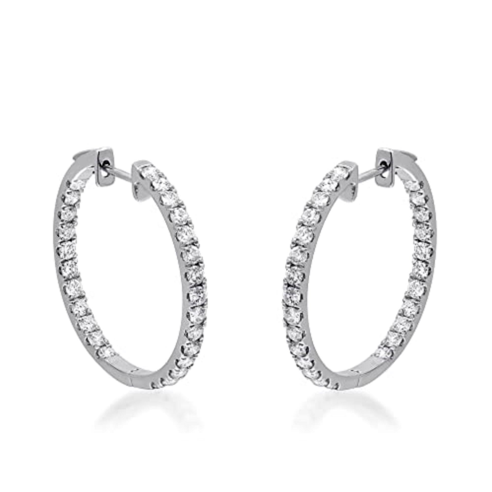 Decorate yourself in elegance with this Earring is crafted from 14-karat White Gold by Gin & Grace. This Earring is made up of Round-cut White Diamond (52 Pcs) 1.60 Carat. This Earring is weight 4.14 grams. This delicate Earring is polished to a