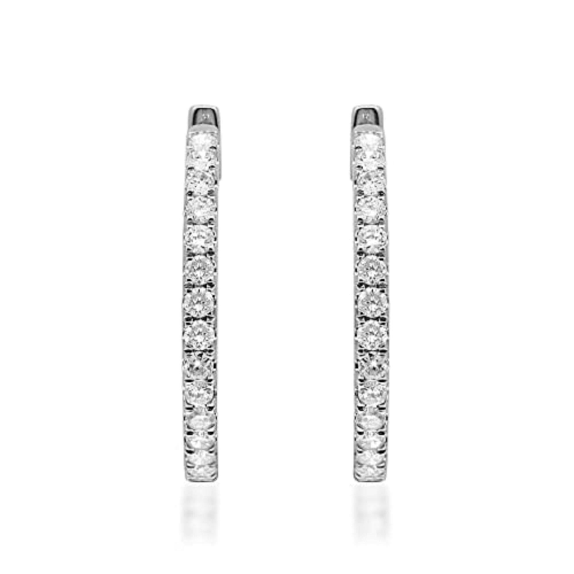 Round Cut  Gin & Grace 14K White Gold Natural White Diamond Earring for women For Sale