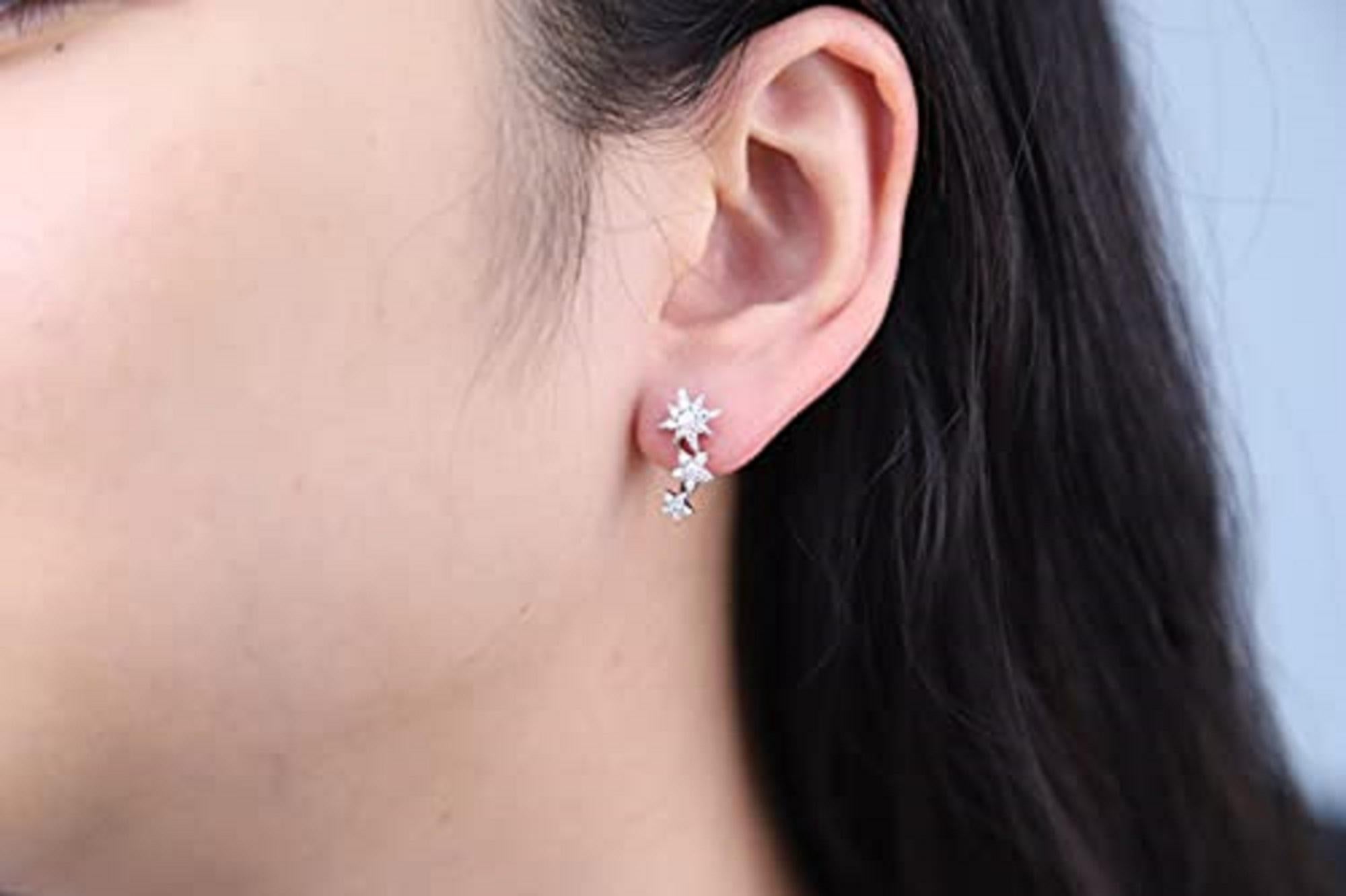 Decorate yourself in elegance with this Earing is crafted from 14-karat White Gold by Gin & Grace Earring. This Earring is made up of Round-Cut White Diamond (52 Pcs) 0.46 Carat. This Earring is weight 2.51 grams. This delicate Earring is polished