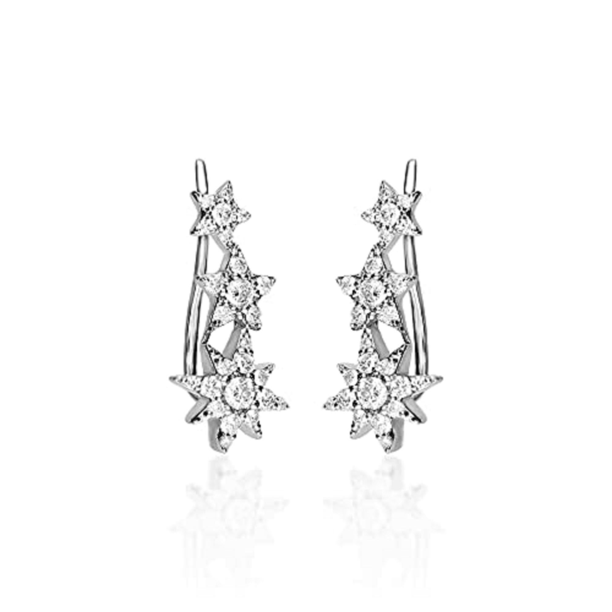 Art Deco Gin & Grace 14K White Gold Natural White Diamond Earrings for women For Sale