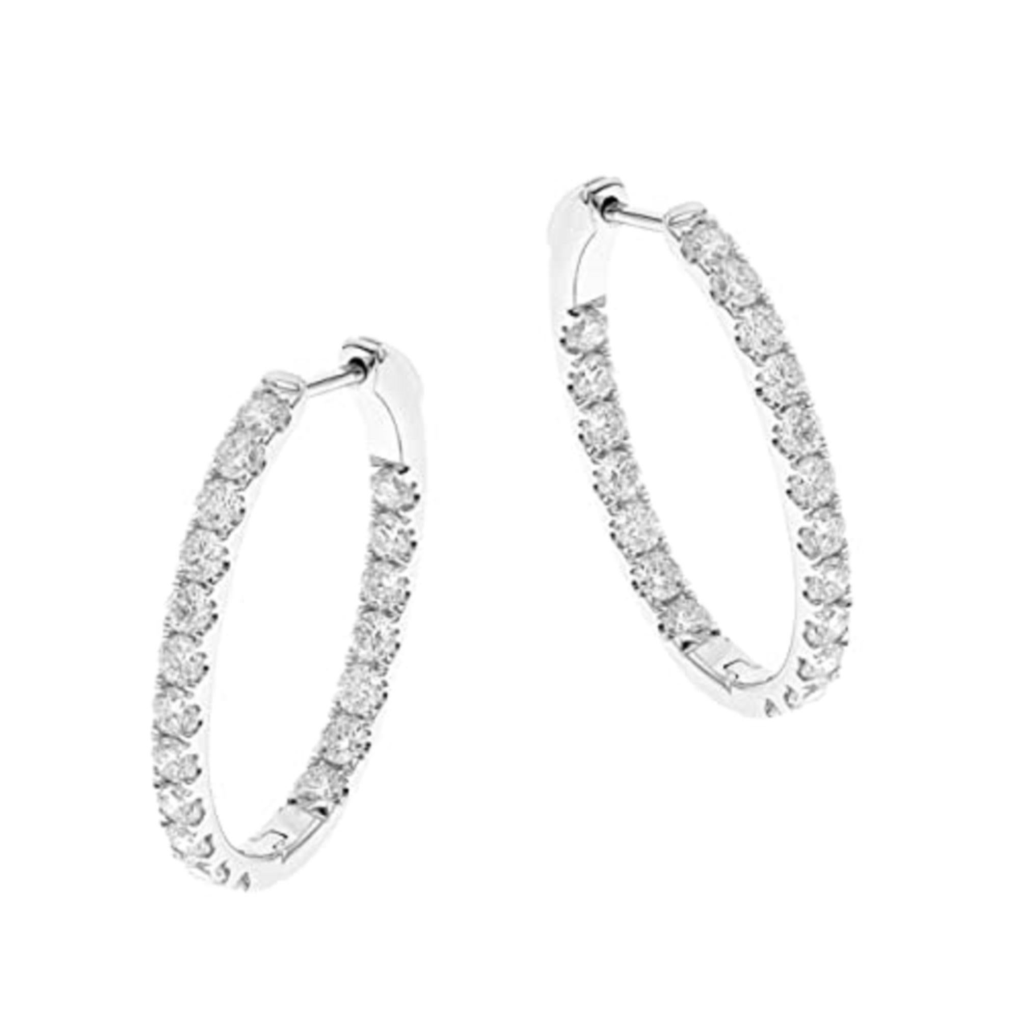 Round Cut Gin & Grace 14K White Gold Natural White Diamond Earrings for women  For Sale
