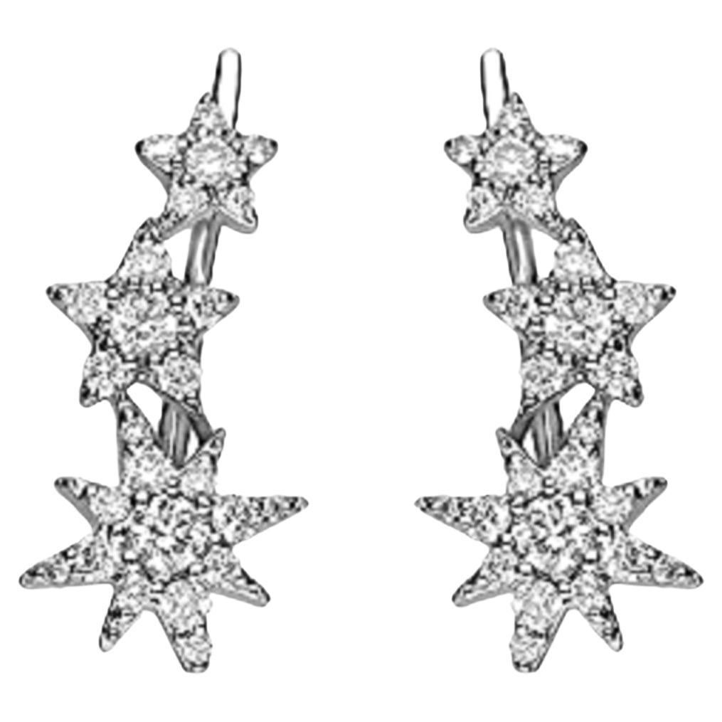 Gin & Grace 14K White Gold Natural White Diamond Earrings for women For Sale