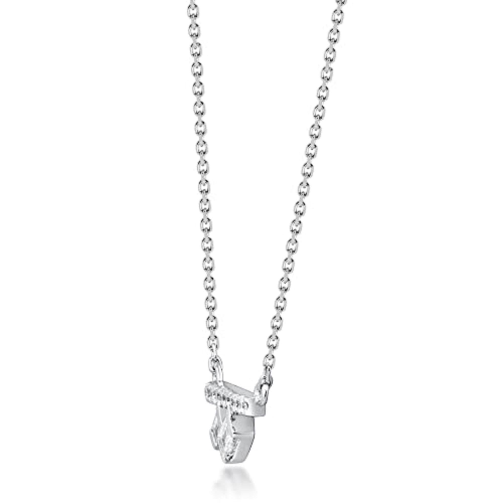 Decorate yourself in elegance with this Pendant is crafted from 14-karat White Gold by Gin & Grace. This Pendant is Baguette-cut White Diamond (1 Pcs) 0.04 Carat , Baguette-cut White Diamond (1 Pcs) 0.08 Carat and round-cut White Diamond (8 Pcs)