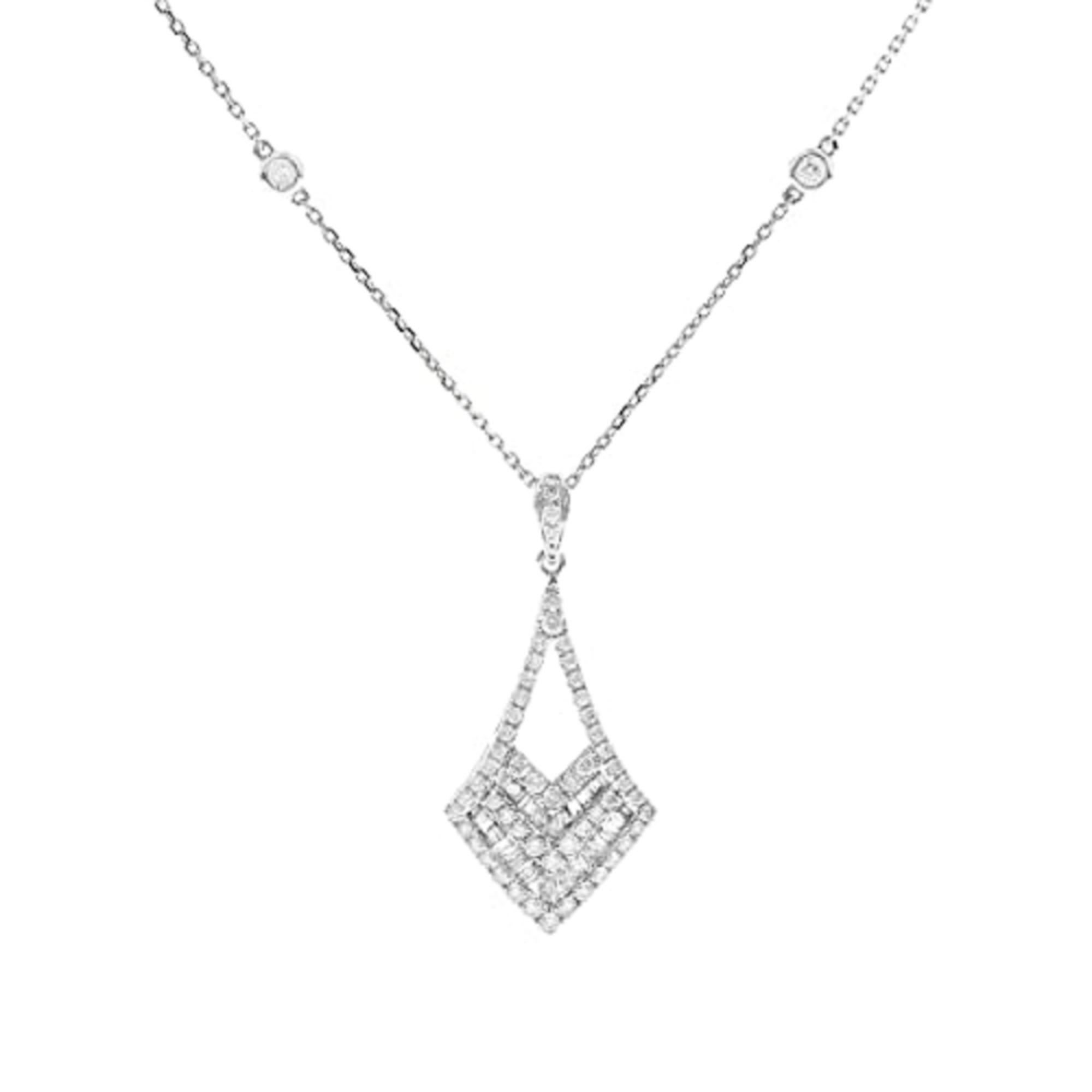 Round Cut Gin & Grace 14K White Gold Natural White Diamond Pendant for women  For Sale