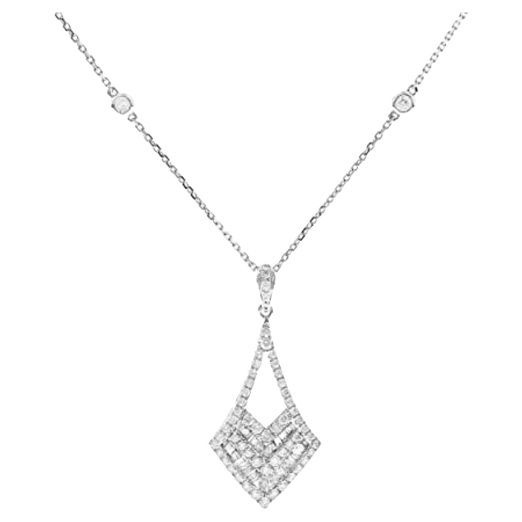 Gin & Grace 14K White Gold Natural White Diamond Pendant for women  For Sale