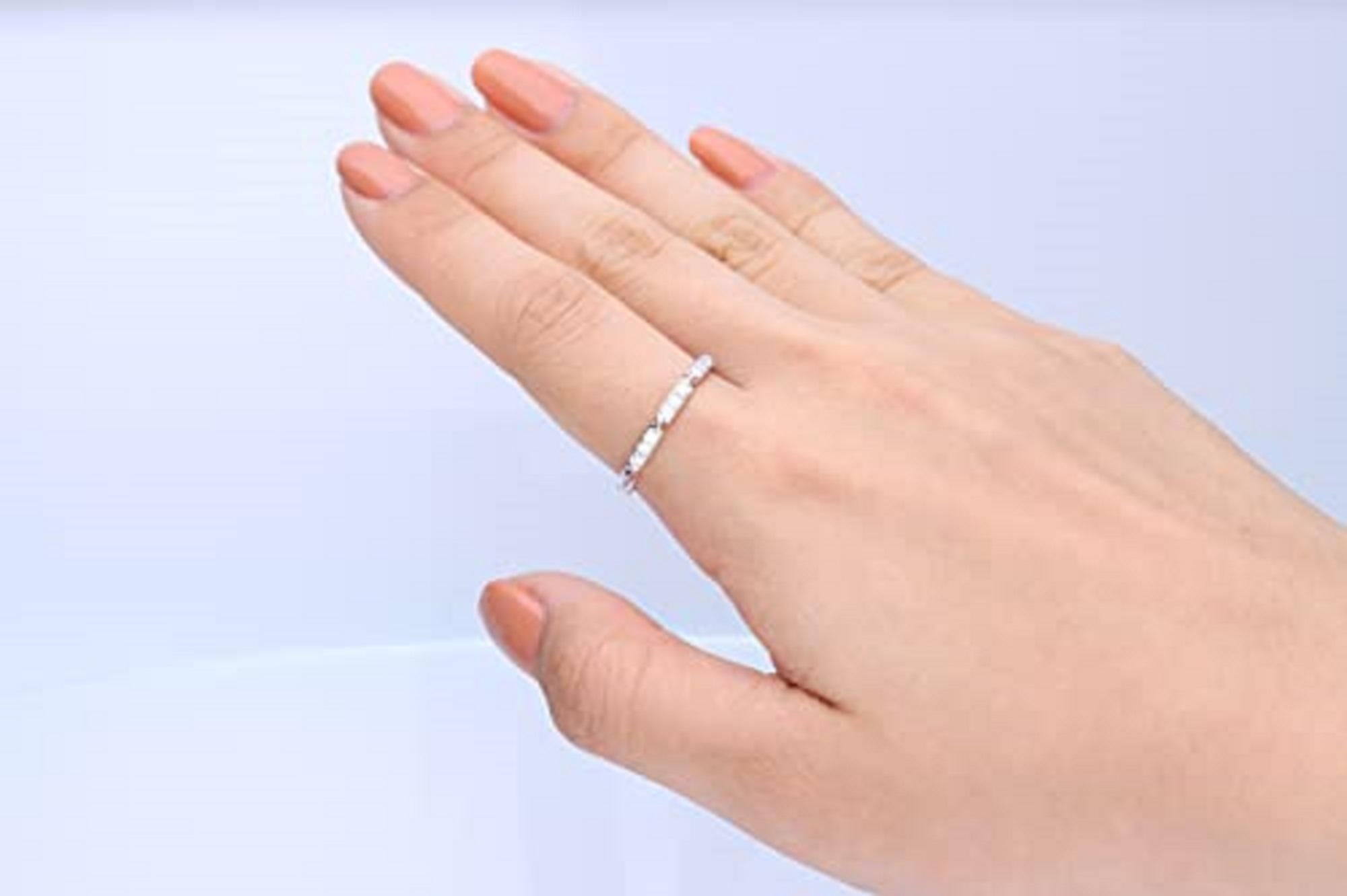 Decorate yourself in elegance with this Ring is crafted from 14-karat White Gold by Gin & Grace. This Ring is made up of Round-cut Prong-Setting White Diamond (15 Pcs) 0.32 Carat . This Ring is weight 1.82 grams. This delicate Ring is polished to a