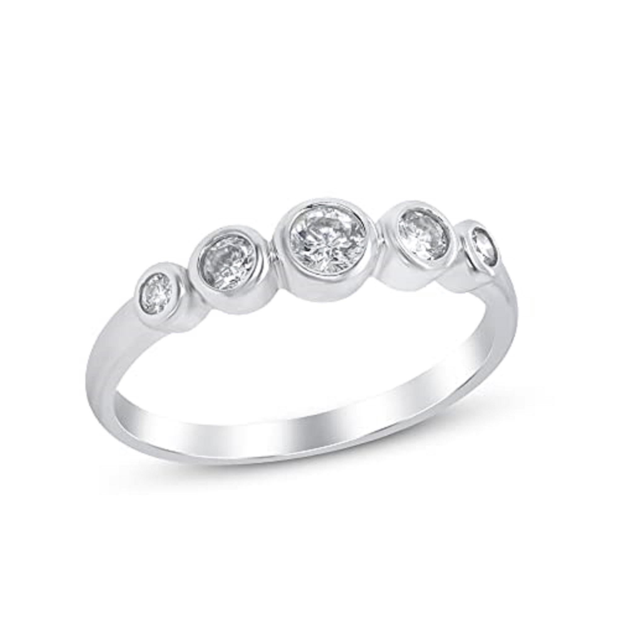 Gin & Grace 14K Weißgold Ring mit natürlichem weißem Diamanten für Frauen  (Art déco) im Angebot