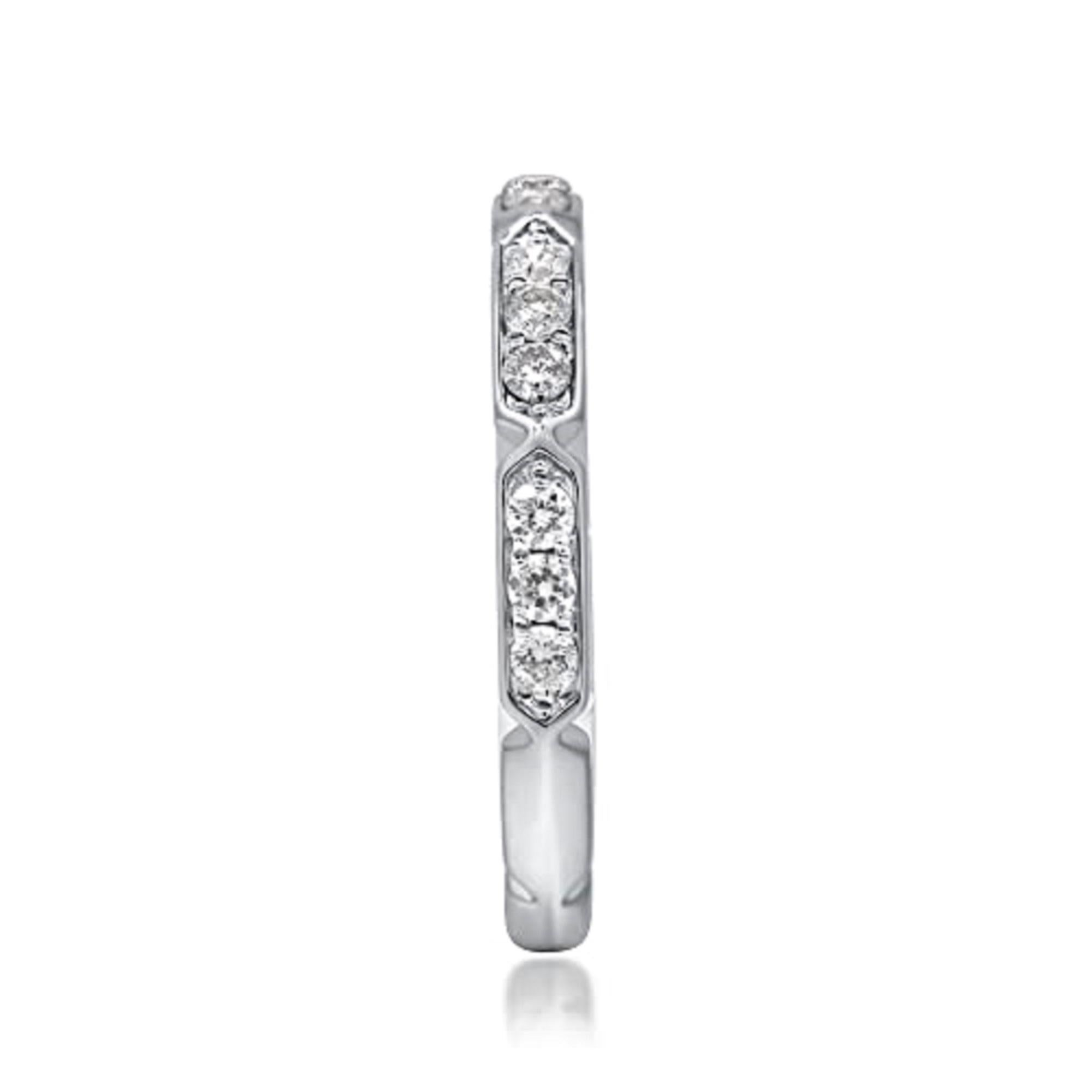 Art Deco Gin & Grace 14K White Gold Natural White Diamond Ring for women For Sale