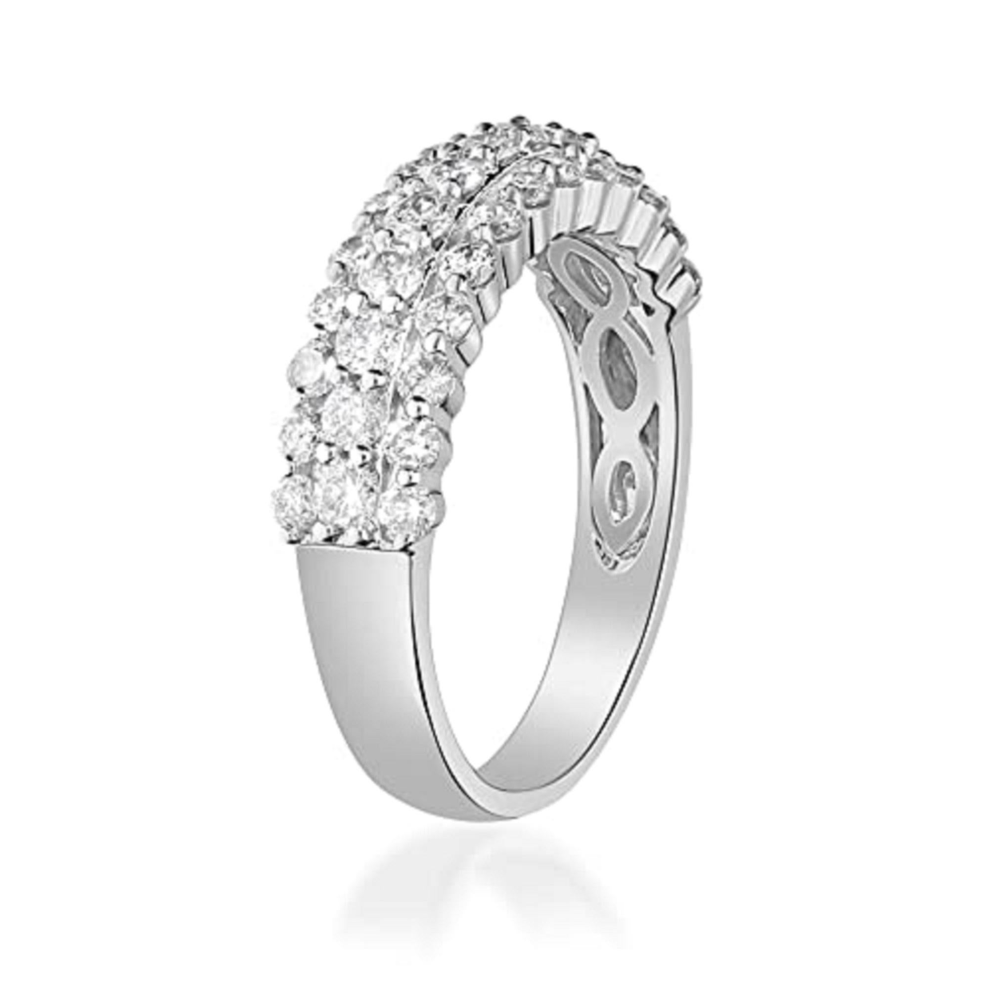 Gin & Grace 14K Weißgold Ring mit natürlichem weißem Diamanten für Frauen (Rundschliff) im Angebot