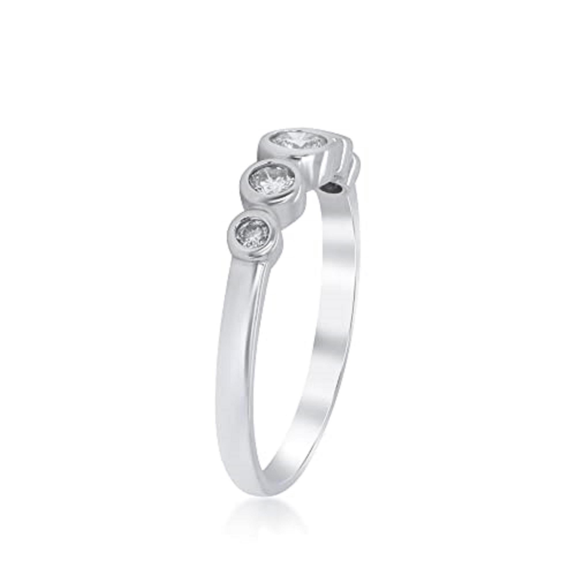 Gin & Grace 14K Weißgold Ring mit natürlichem weißem Diamanten für Frauen  (Rundschliff) im Angebot