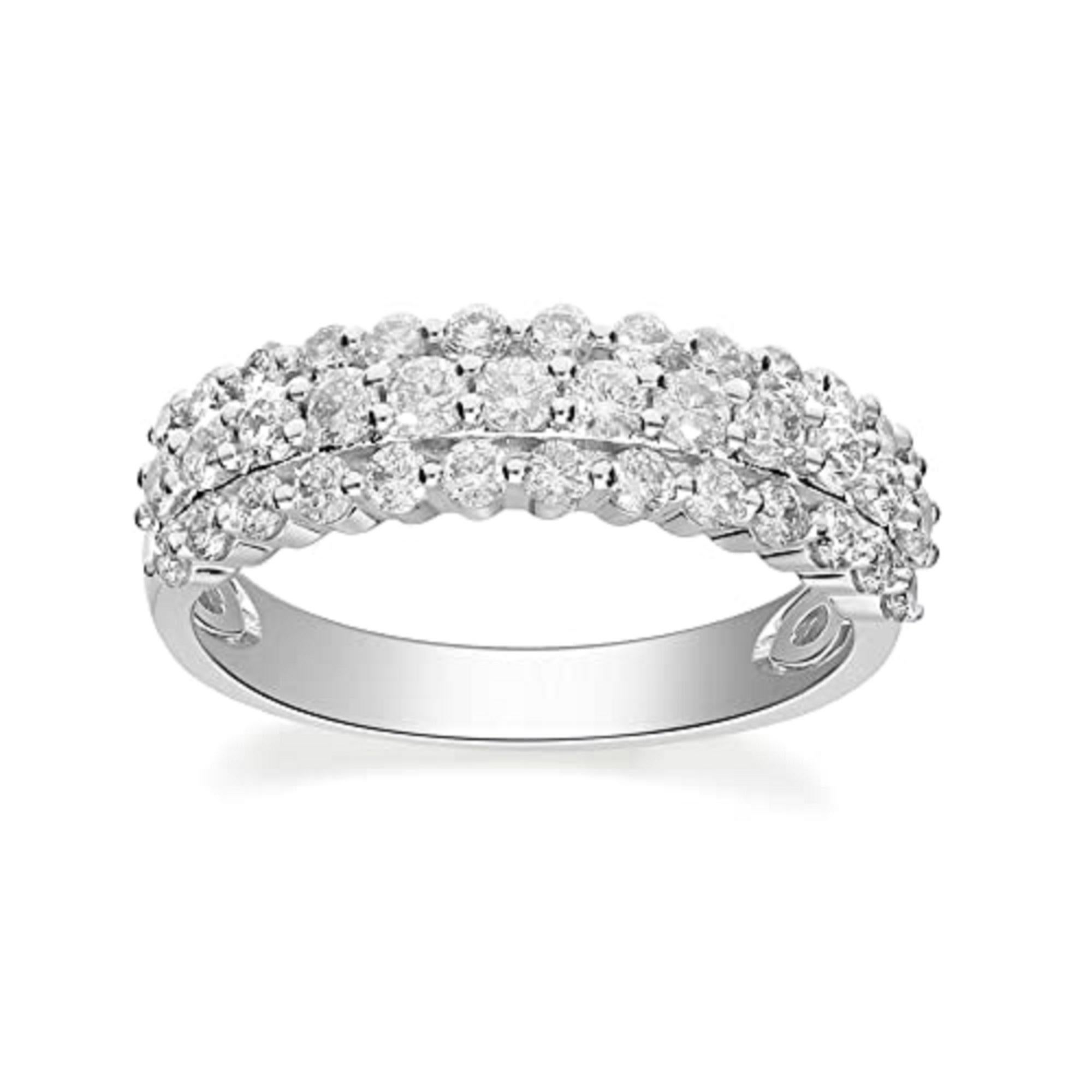 Gin & Grace 14K Weißgold Ring mit natürlichem weißem Diamanten für Frauen