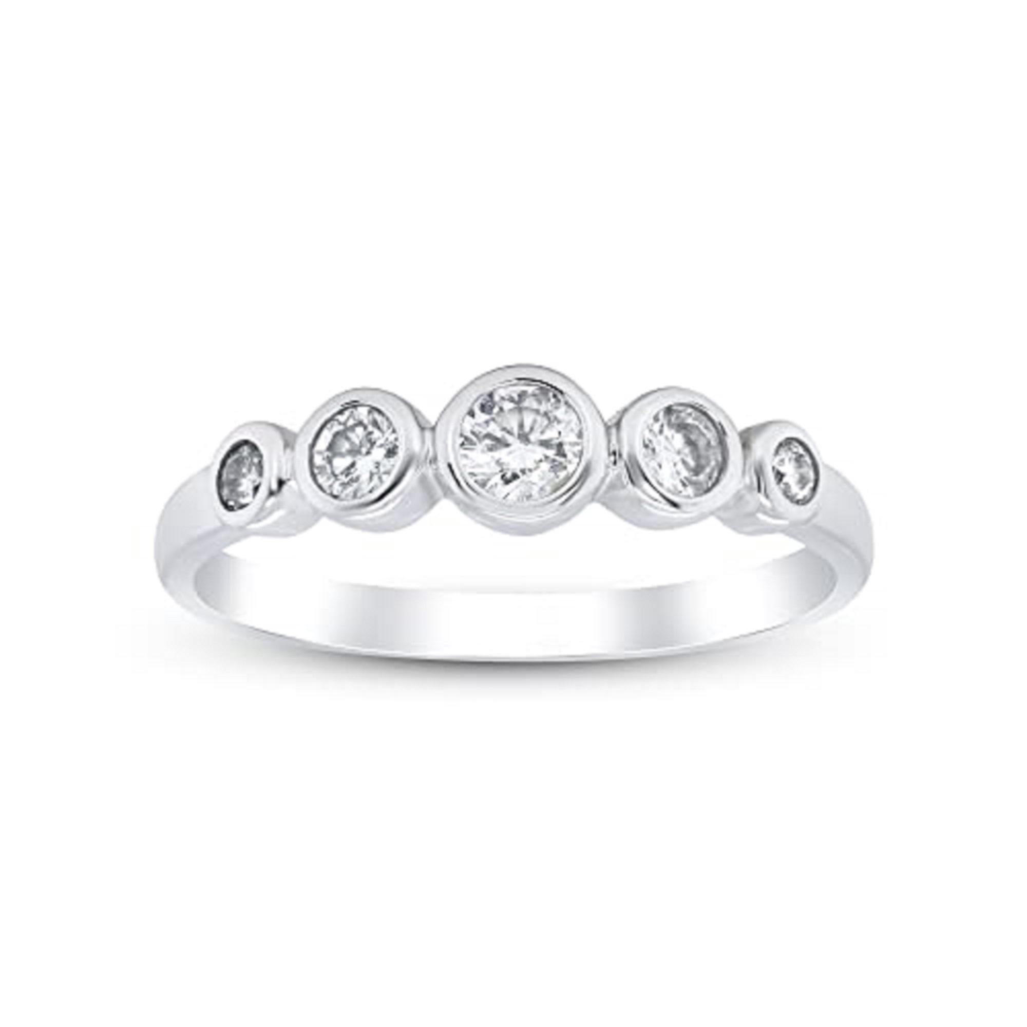 Gin & Grace 14K Weißgold Ring mit natürlichem weißem Diamanten für Frauen  im Angebot