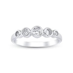 Gin & Grace 14K White Gold Natural White Diamond Ring for women 