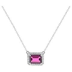 Gin & Grace Ciondolo in oro bianco 14K con granato rosa violaceo e diamanti per donna