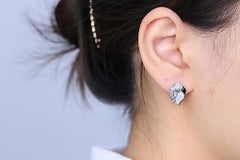 Gin & Grace 14K White Gold Zambian Emerald, Mother of pearl & Onyx free Earrings