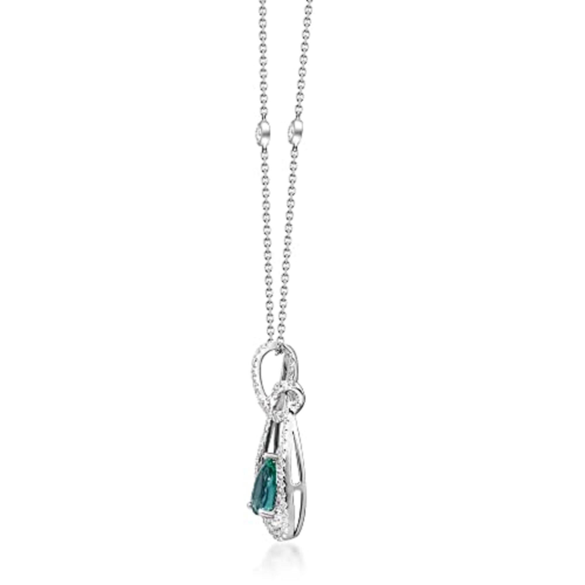 Art Deco Gin & Grace 14K White Gold Zambian Emerald Pendant with Diamonds For Women For Sale