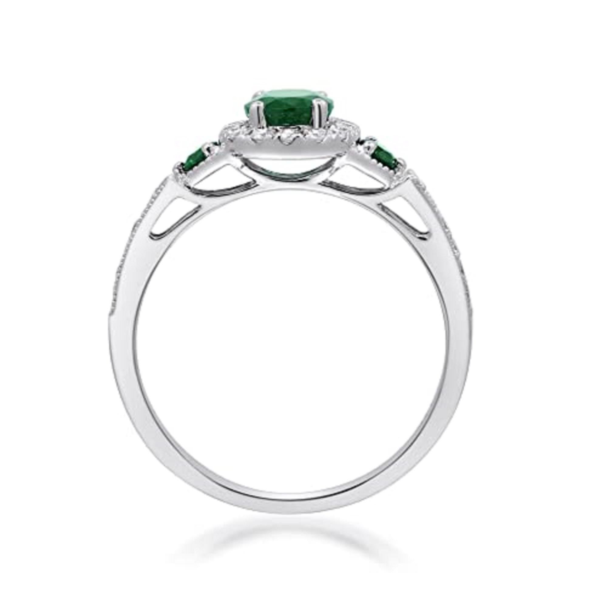 Oval Cut Gin & Grace 14K White Gold Zambian Emerald Ring with Natural Diamonds for Women For Sale