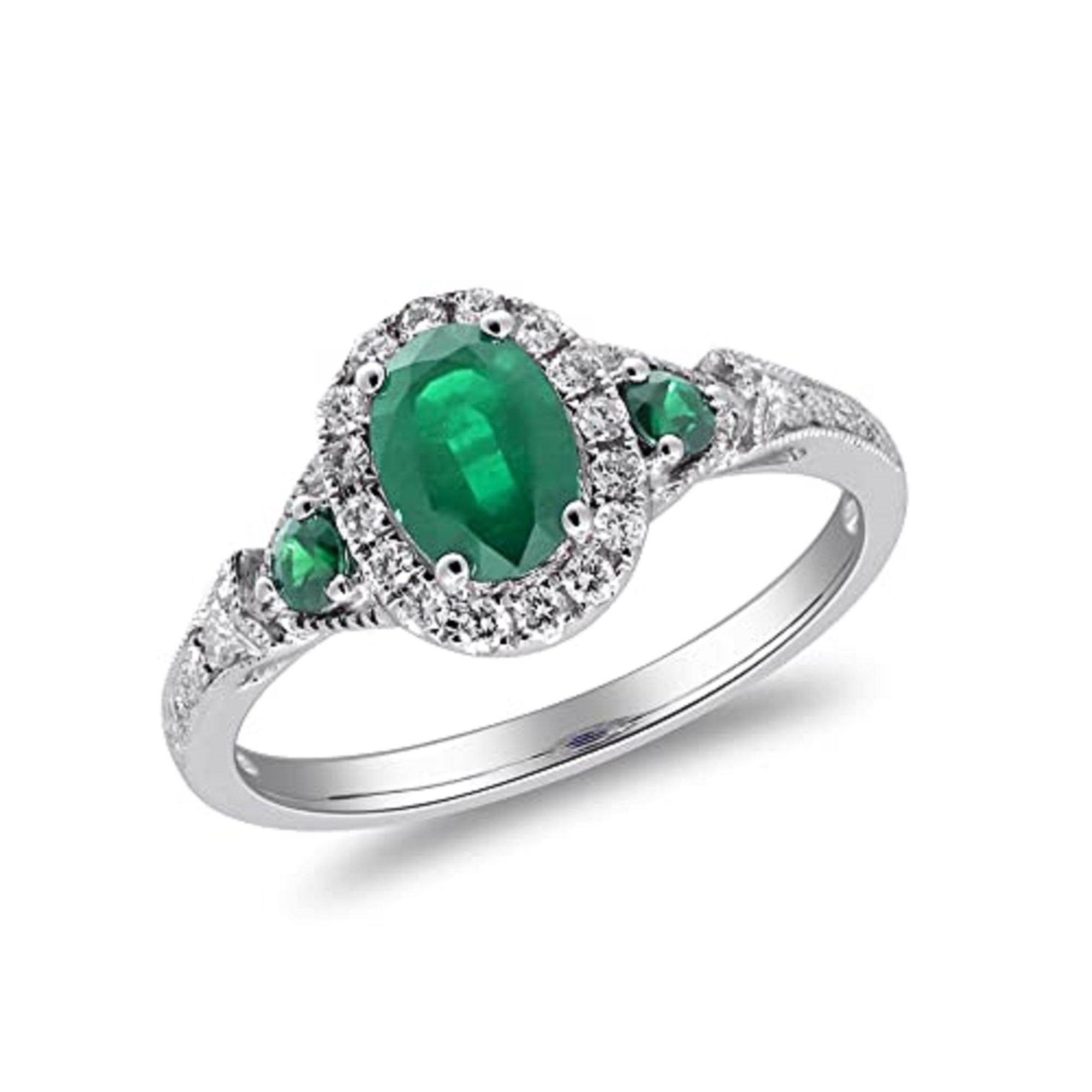 Gin & Grace 14K White Gold Zambian Emerald Ring with Natural Diamonds for Women In New Condition For Sale In New York, NY