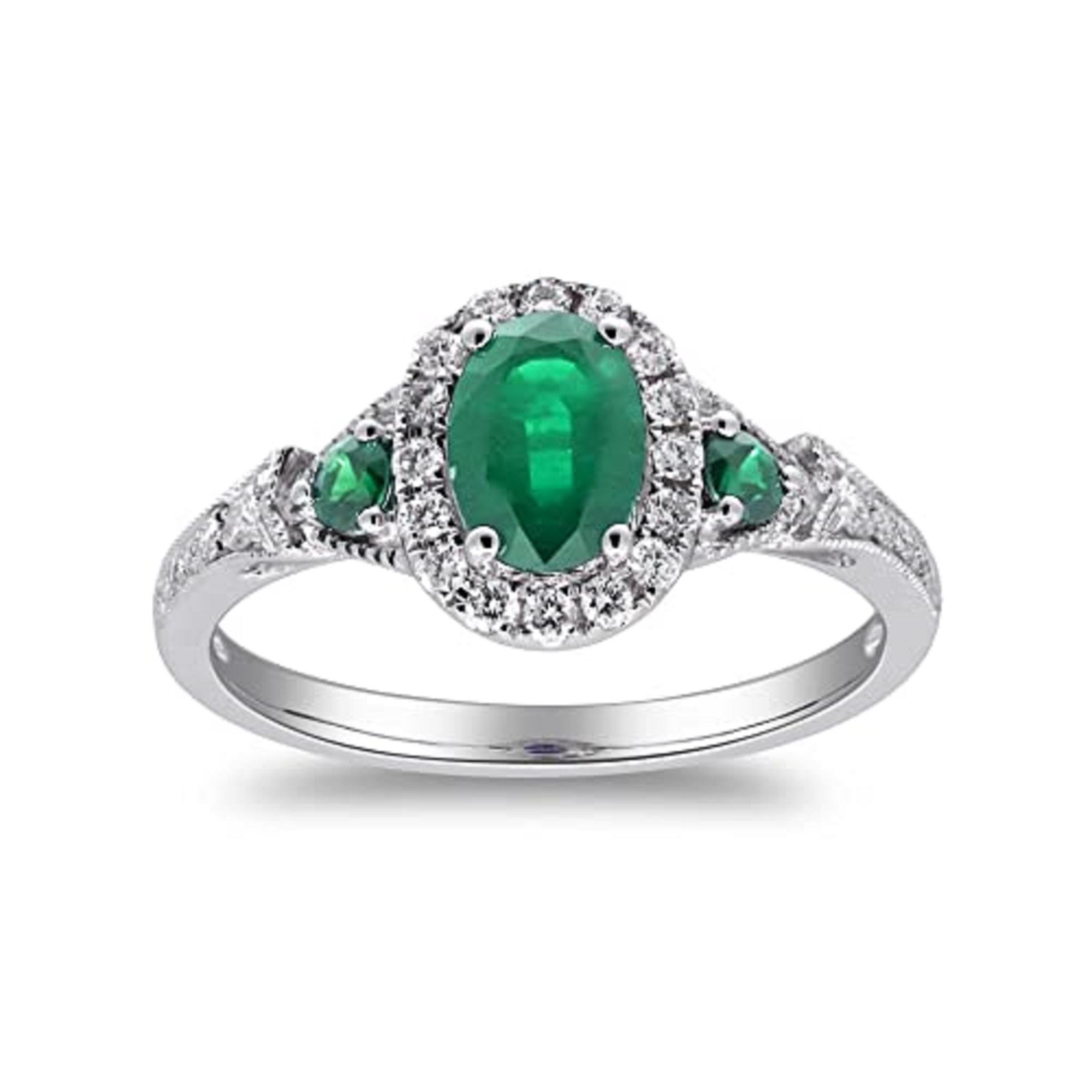 Women's Gin & Grace 14K White Gold Zambian Emerald Ring with Natural Diamonds for Women For Sale