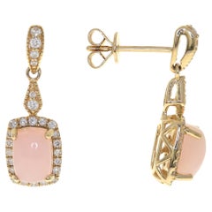 Gin & Grace 14K Yellow Gold Cushion-Cut Pink Opal Earrings