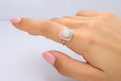 Gin & Grace 14K Yellow Gold Ethiopian and Pink Opal Ring with Diamond for Women
