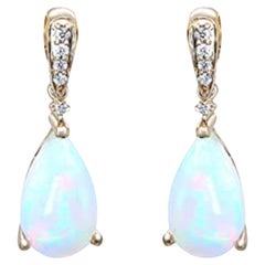 Gin & Grace 14K Yellow Gold Ethiopian Opal earrings with Diamonds for women