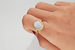 Gin & Grace 14K Yellow Gold Ethiopian Opal Ring with Real Diamonds for women
