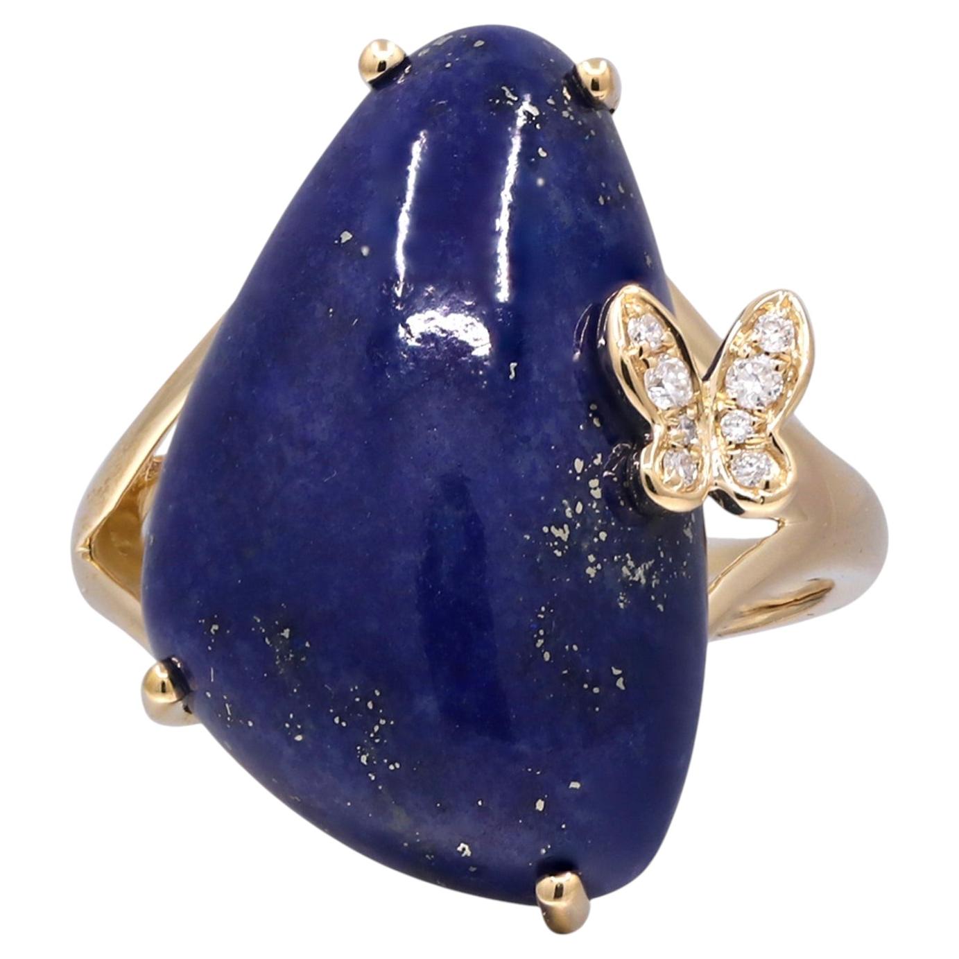 Anillo de Gin & Grace con lapislázuli de corte especial y oro amarillo de 14K en venta