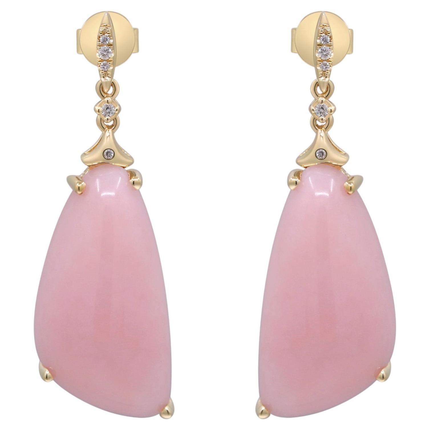 Gin & Grace 14K Yellow Gold Fancy-Cut Pink Opal Earrings