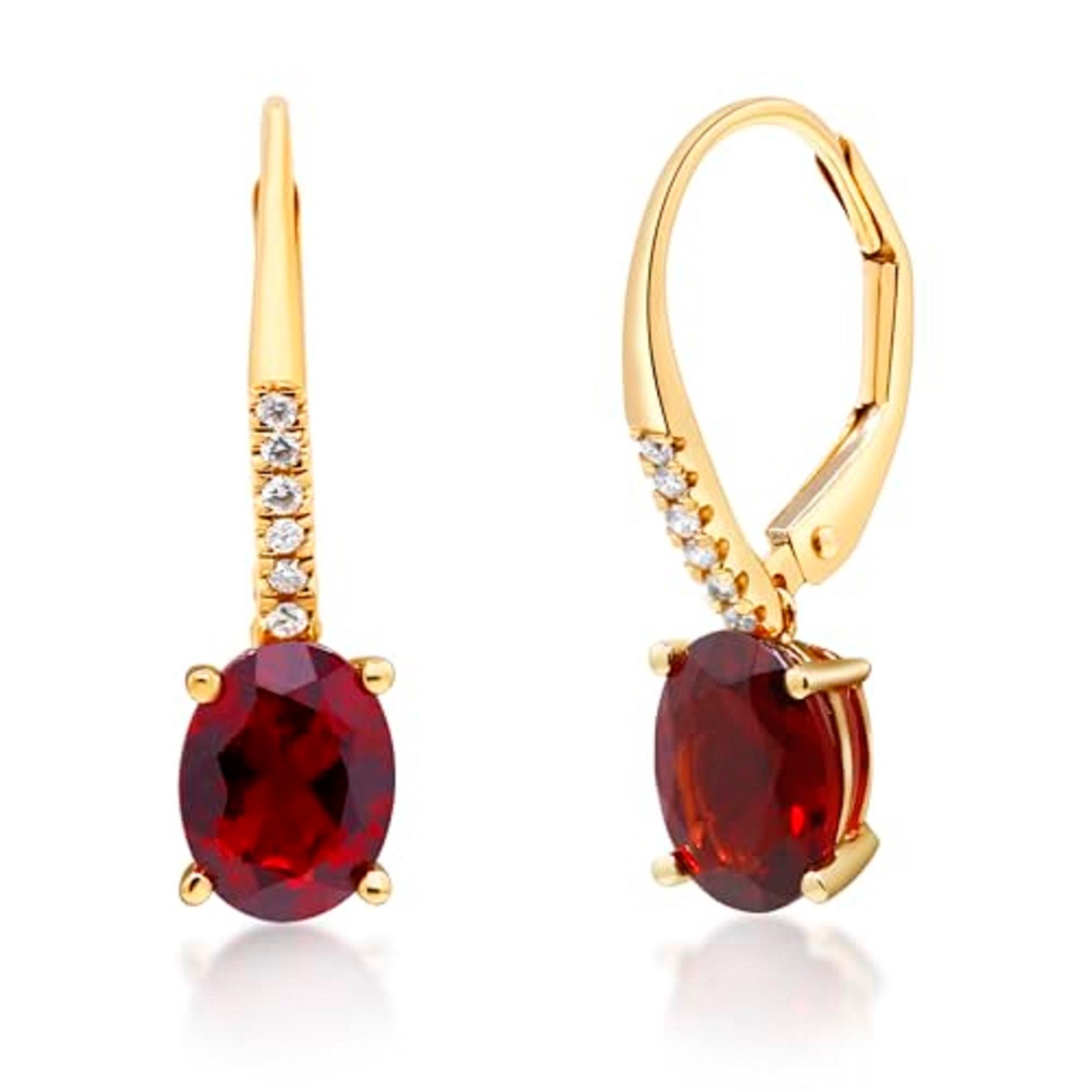 Gin & Grace 14K Gelbgold Granat-Diamant-Ohrring mit Hebelverschluss für Damen (Art déco) im Angebot