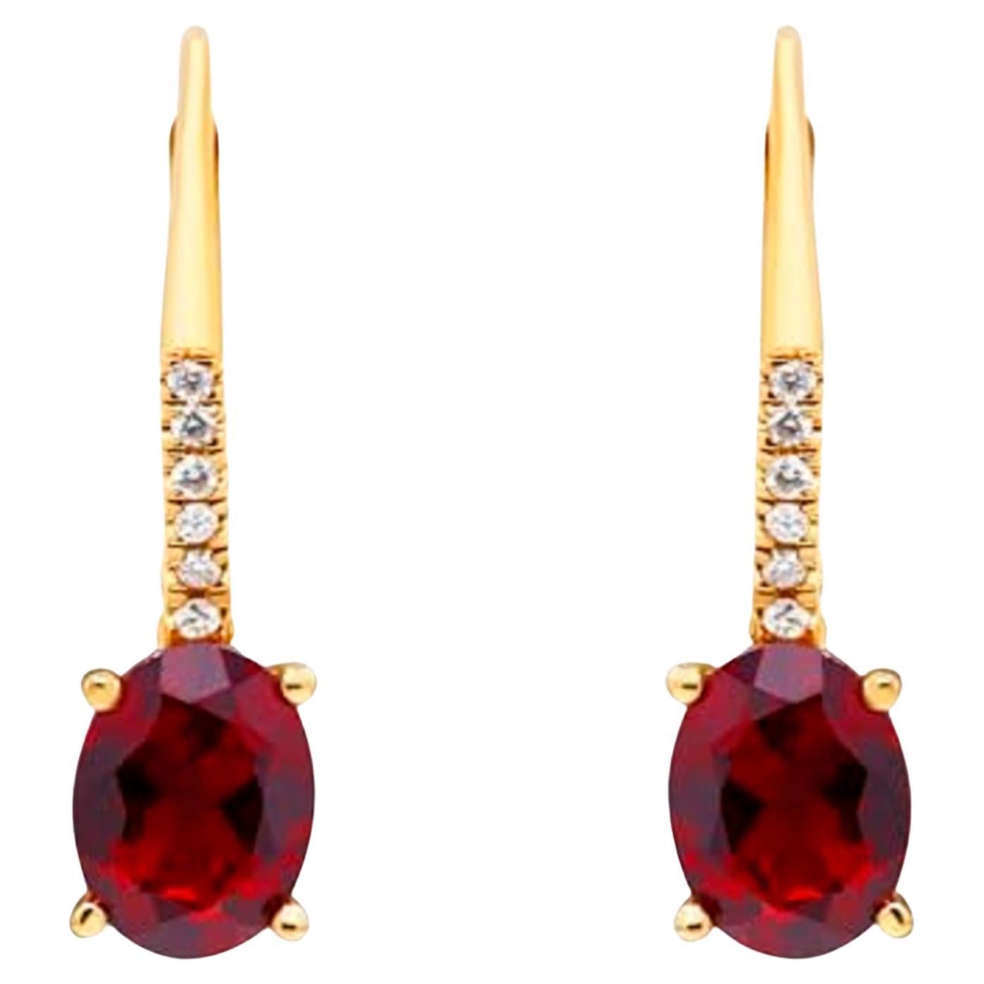 Gin & Grace 14K Yellow Gold Garnet Diamond Lever Back Earring for Women