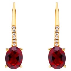 Gin & Grace 14K Gelbgold Granat-Diamant-Ohrring mit Hebelverschluss für Damen