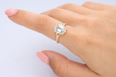 Gin & Grace 14K Yellow Gold Genuine Aquamarine Ring with Diamonds for women