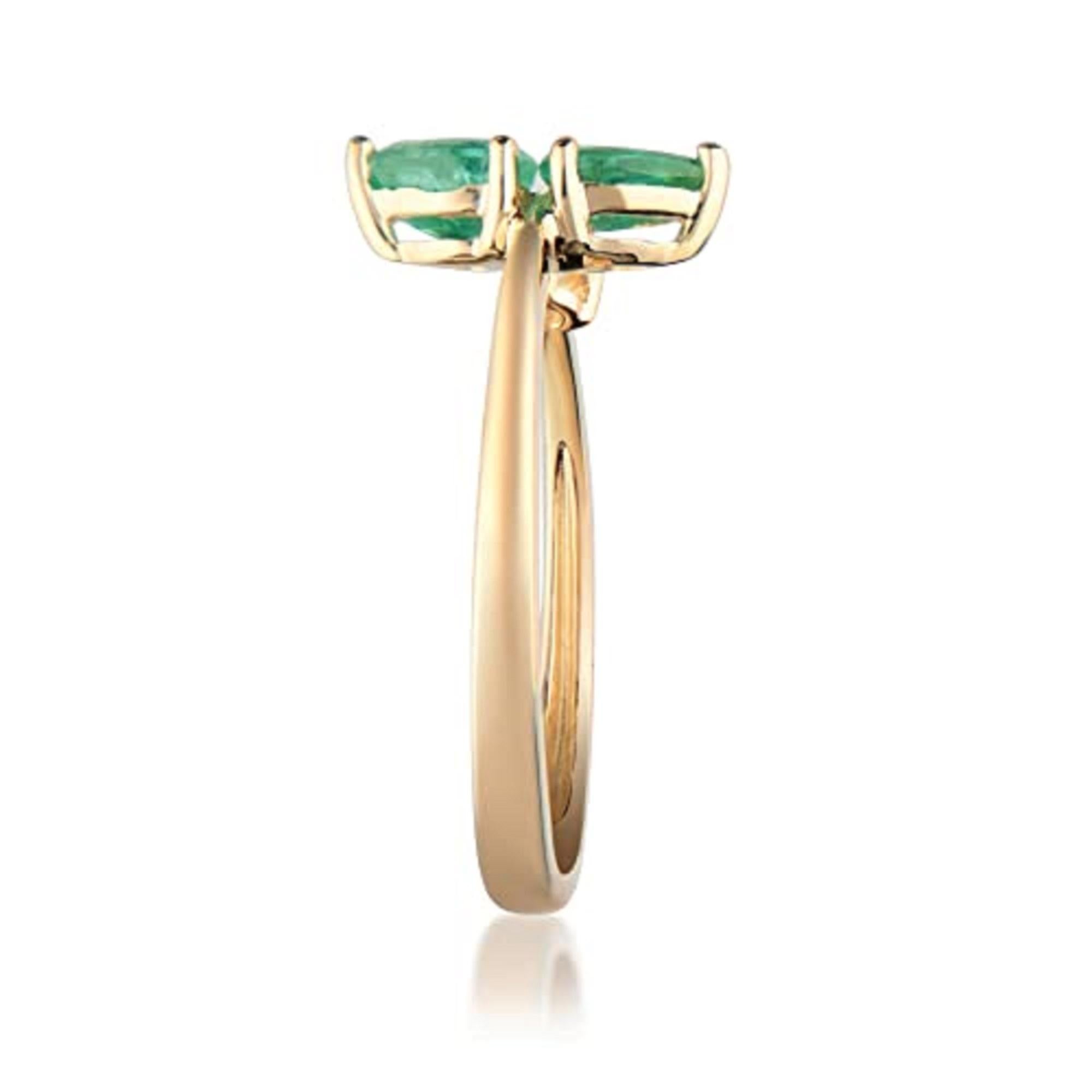 Art Deco Gin & Grace 14K Yellow Gold Genuine Emerald Ring with Diamonds for women For Sale