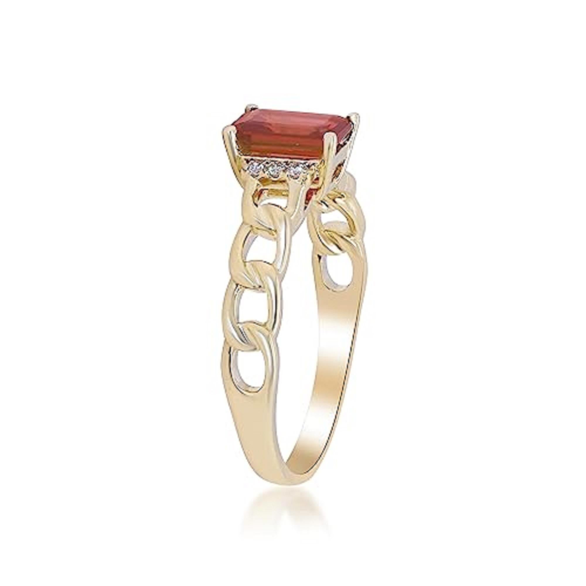 Art Deco Gin & Grace 14K Yellow Gold Genuine Fire Opal Ring with Diamonds for Women For Sale