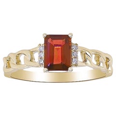 Gin & Grace 14K Yellow Gold Genuine Fire Opal Ring with Diamonds for Women