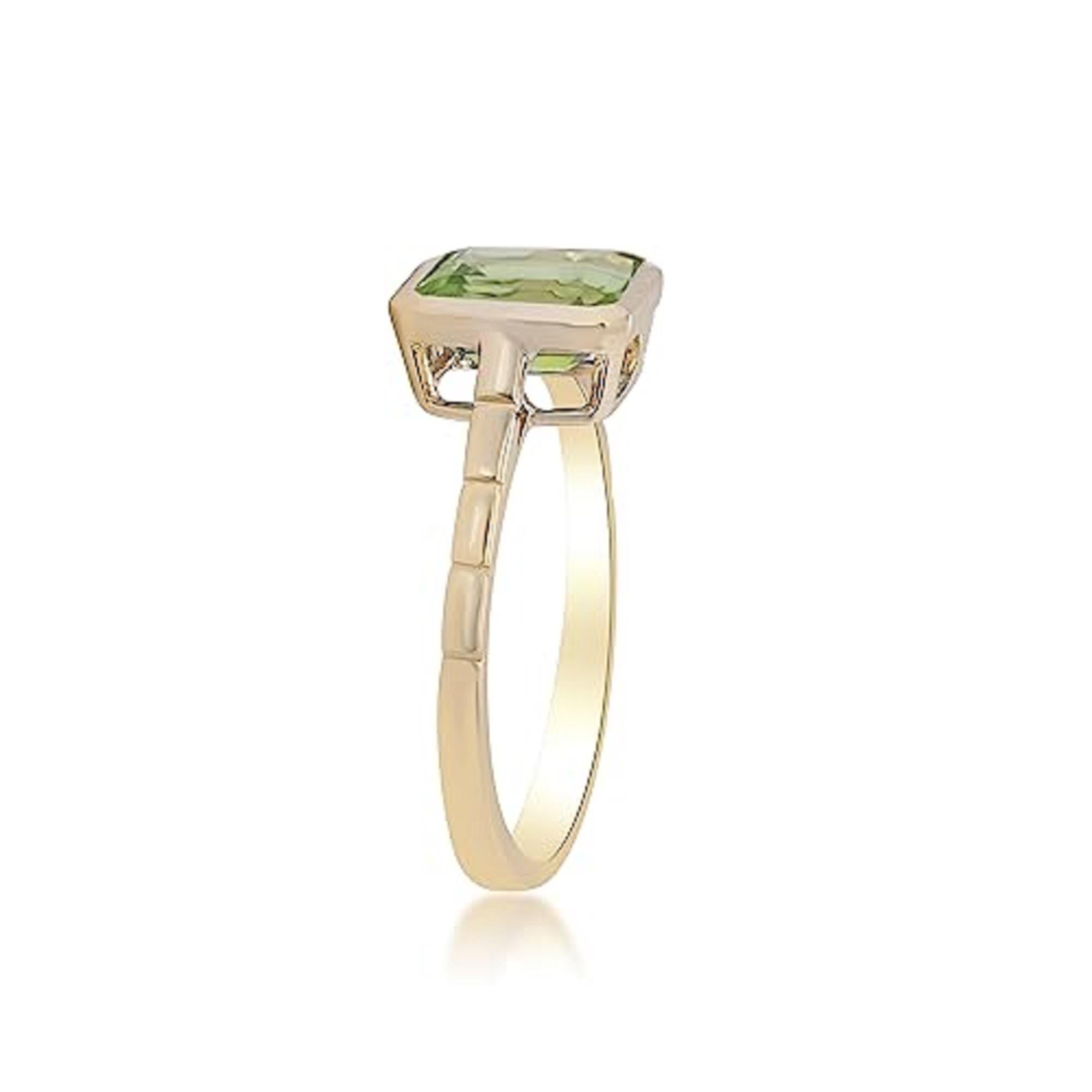 Gin & Grace 14K Gelbgold Echter Peridot-Ring mit echtem Peridot für Frauen (Art déco) im Angebot