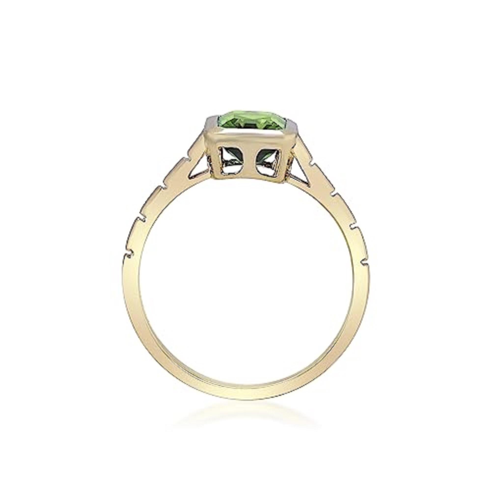 Art Deco Gin & Grace 14K Yellow Gold Genuine Peridot Ring for women For Sale