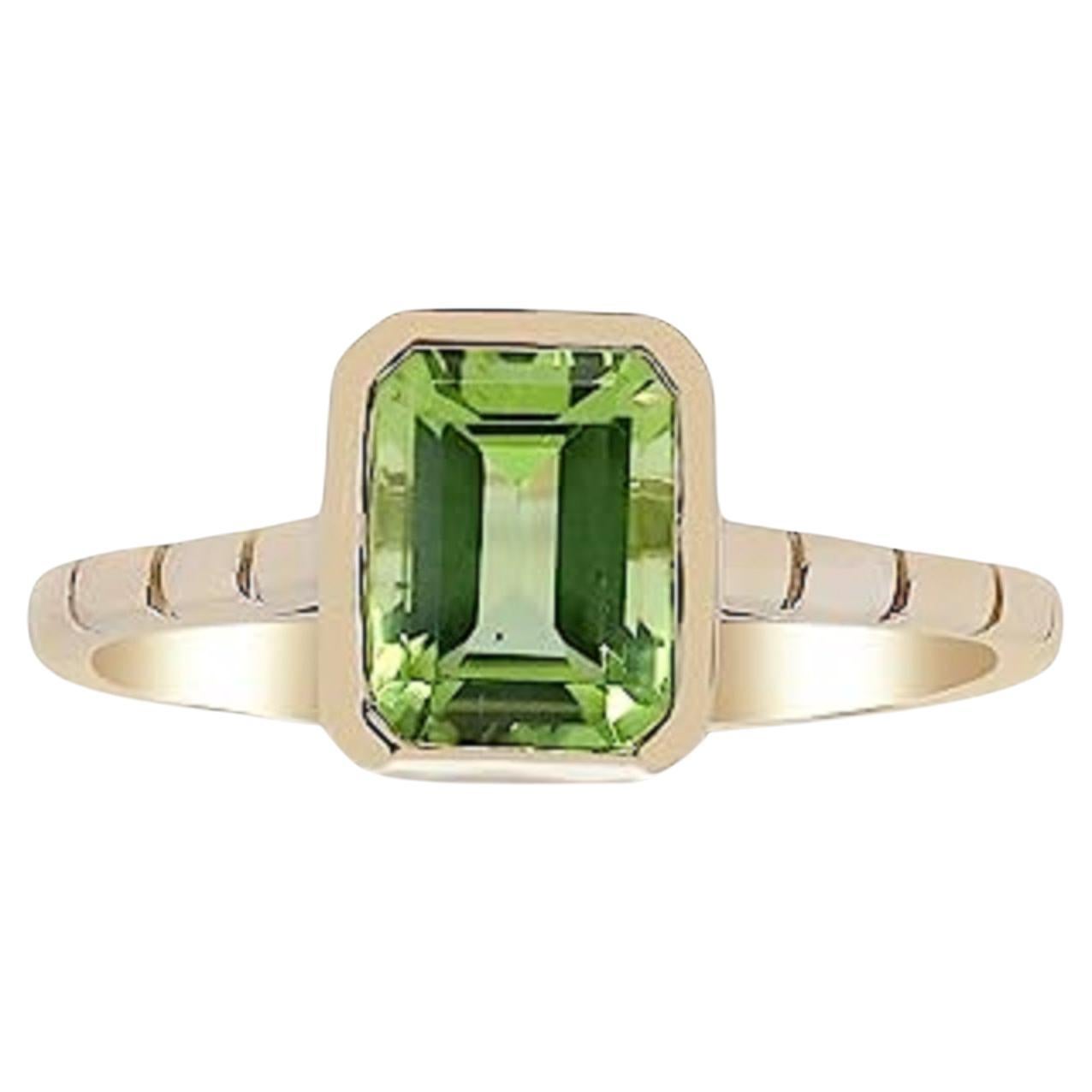 Gin & Grace 14K Yellow Gold Genuine Peridot Ring for women For Sale