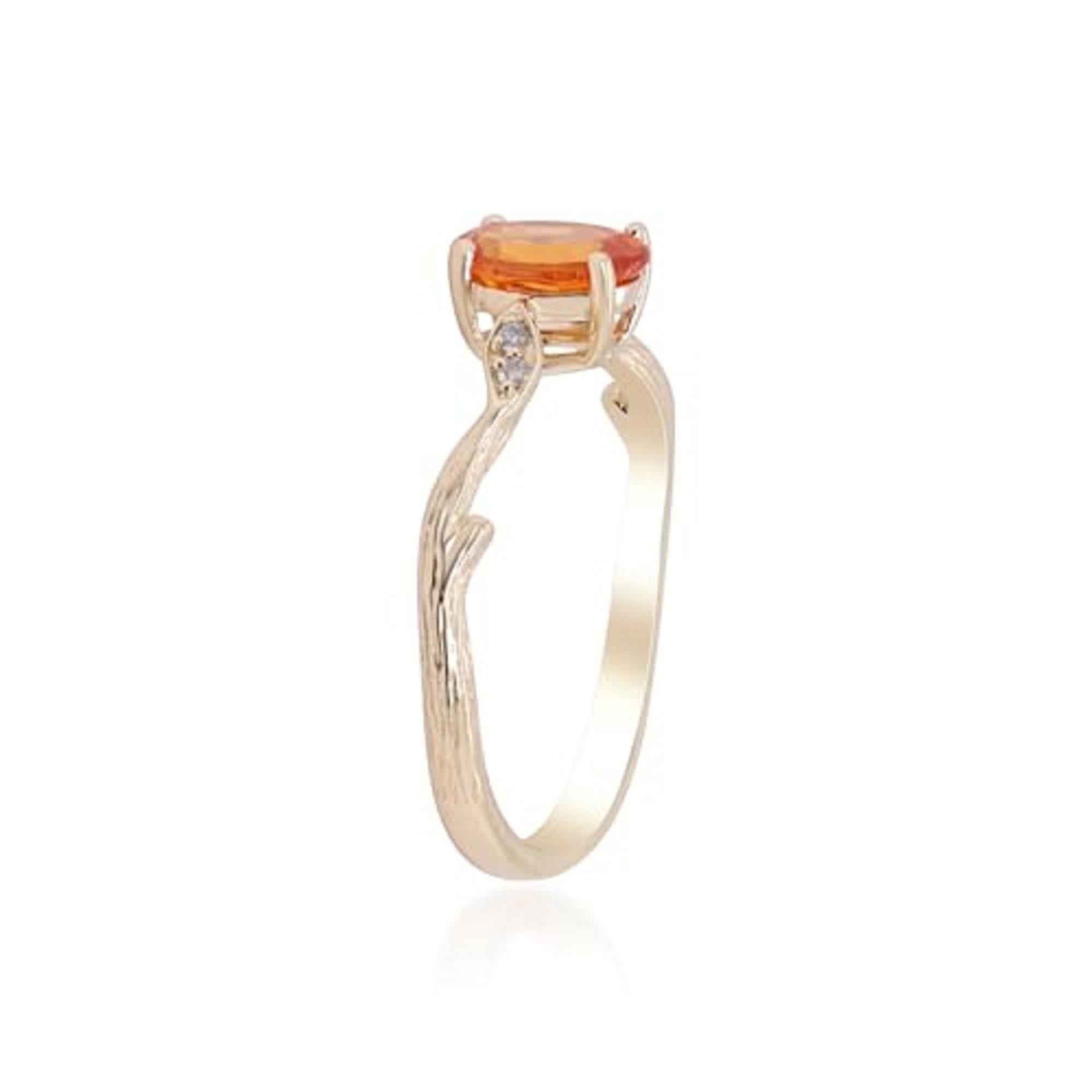 Art Deco  Gin & Grace 14K Yellow Gold Genuine Spessartite Ring with diamonds for women For Sale