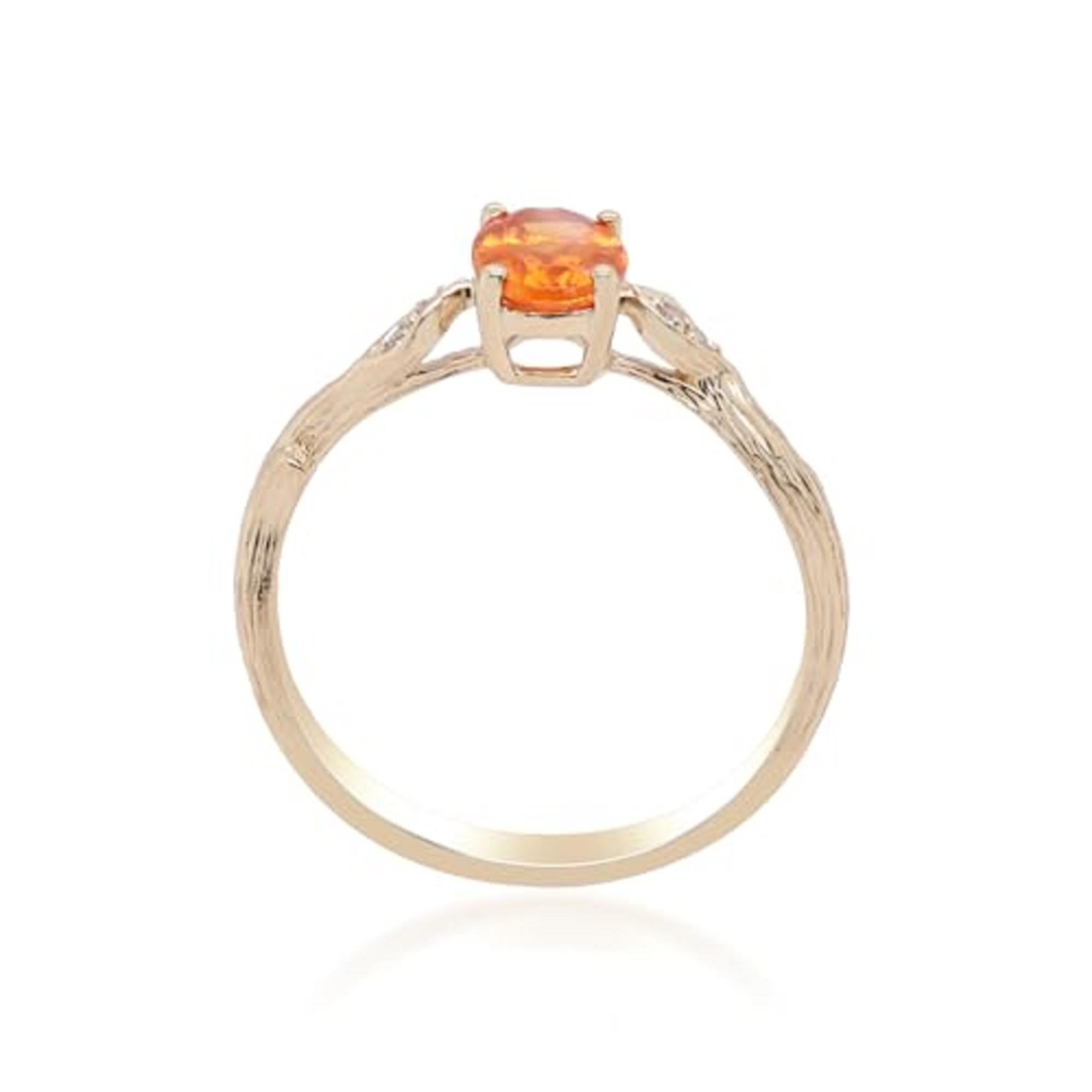 Oval Cut  Gin & Grace 14K Yellow Gold Genuine Spessartite Ring with diamonds for women For Sale