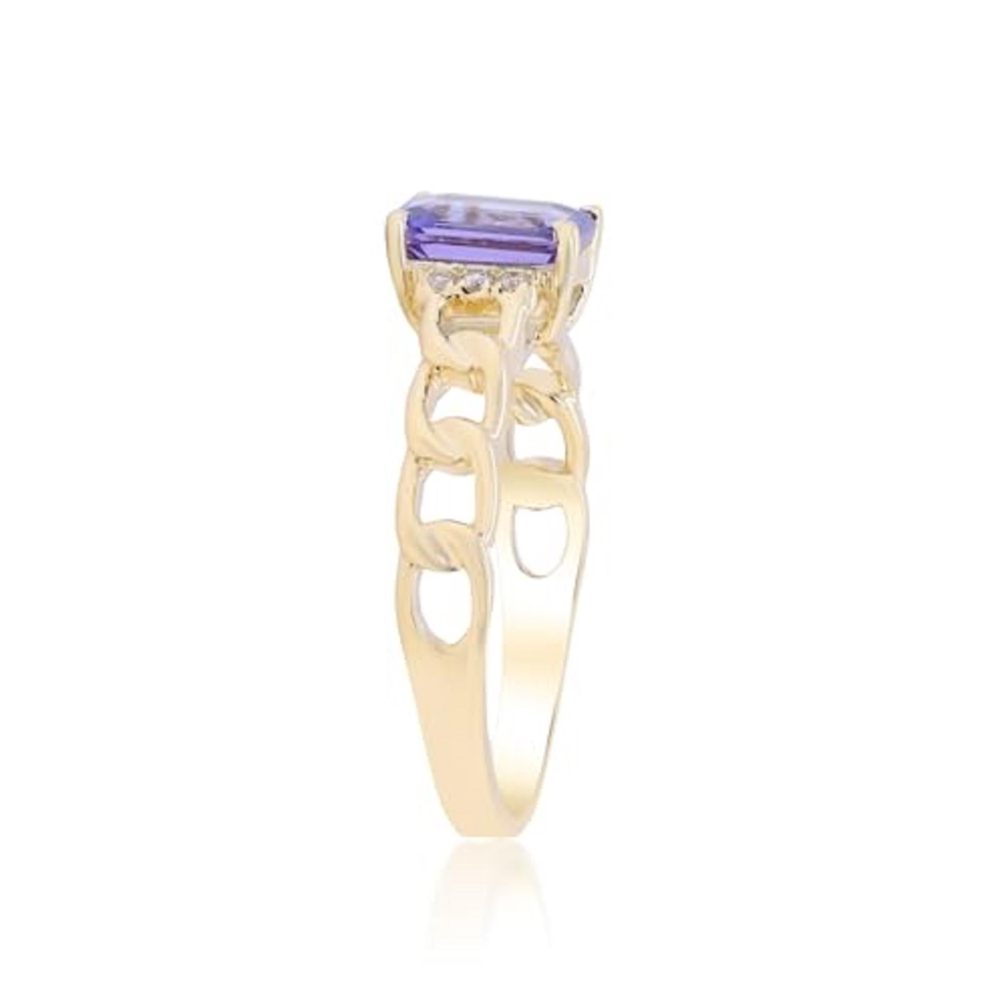 Art Deco Gin & Grace 14K Yellow Gold Genuine Tanzanite Ring with Diamonds for Women For Sale