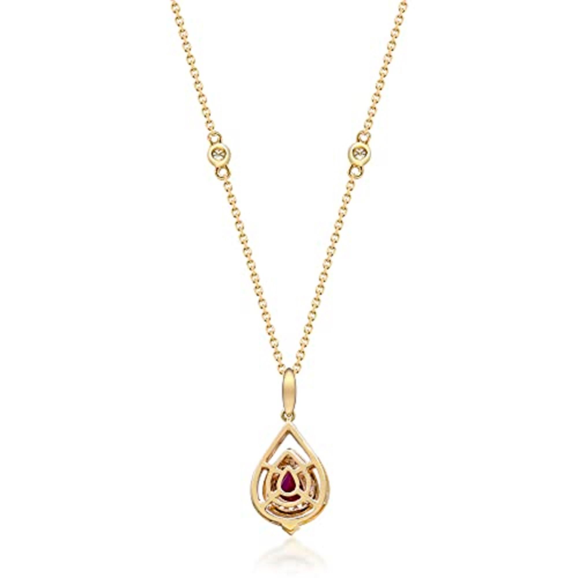 Pear Cut Gin & Grace 14K Yellow Gold Hot Pink Ruby Pendant with Diamond For Women For Sale