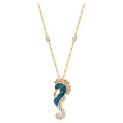 Gin & Grace Pendentif fantaisie en or jaune 14 carats incrusté d'opales et de diamants pour femmes
