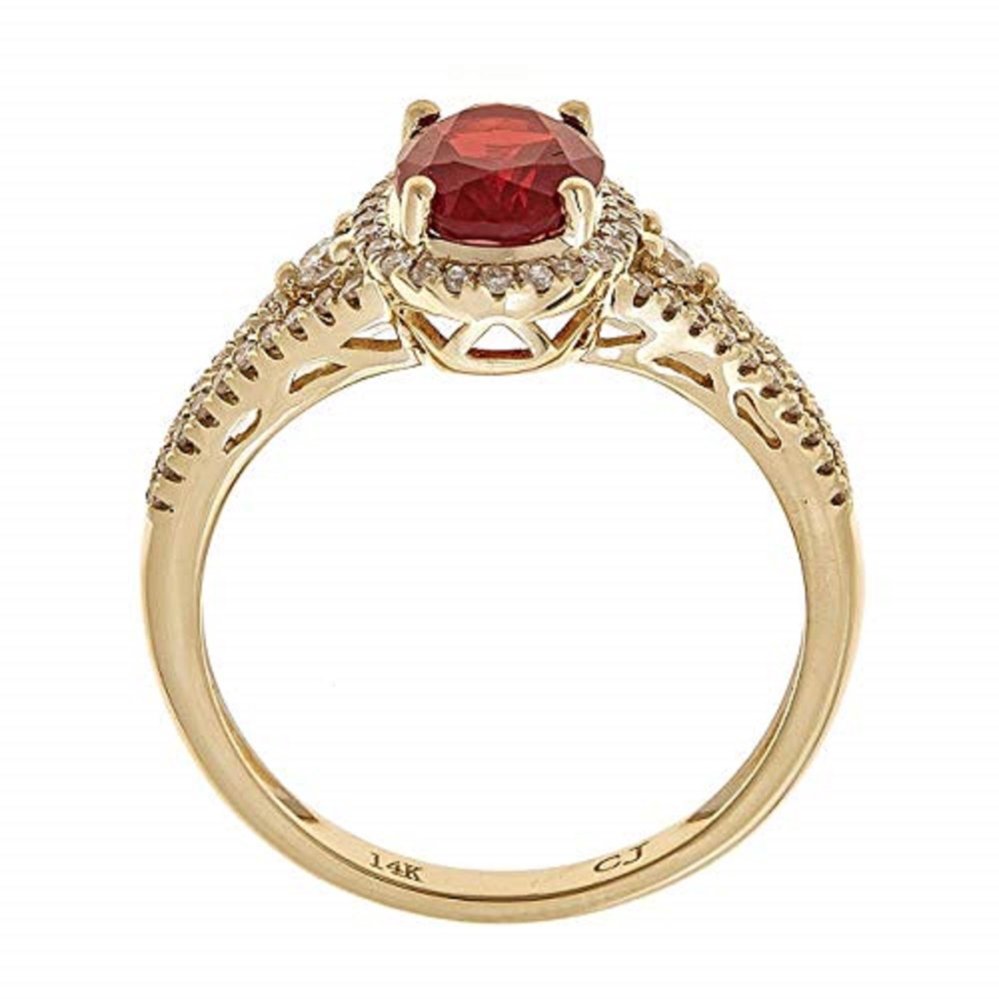 Oval Cut Gin & Grace 14K Yellow Gold Mexican Fire Opal Ring with Diamonds for women For Sale