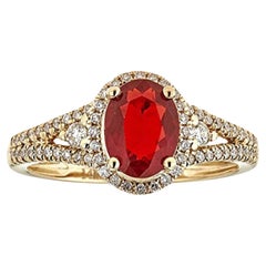 Gin & Grace 14K Gelbgold Mexikanischer Feueropal-Ring mit Diamanten für Frauen